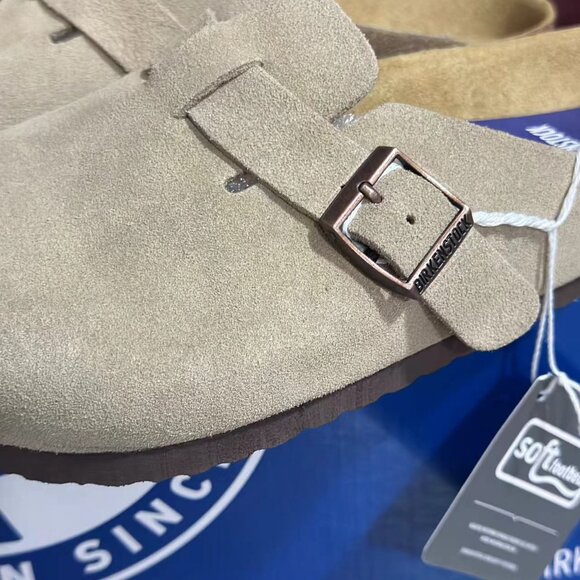 New Boston Ladies Taupe Suede Clogs Slipper - Picture 4 of 6